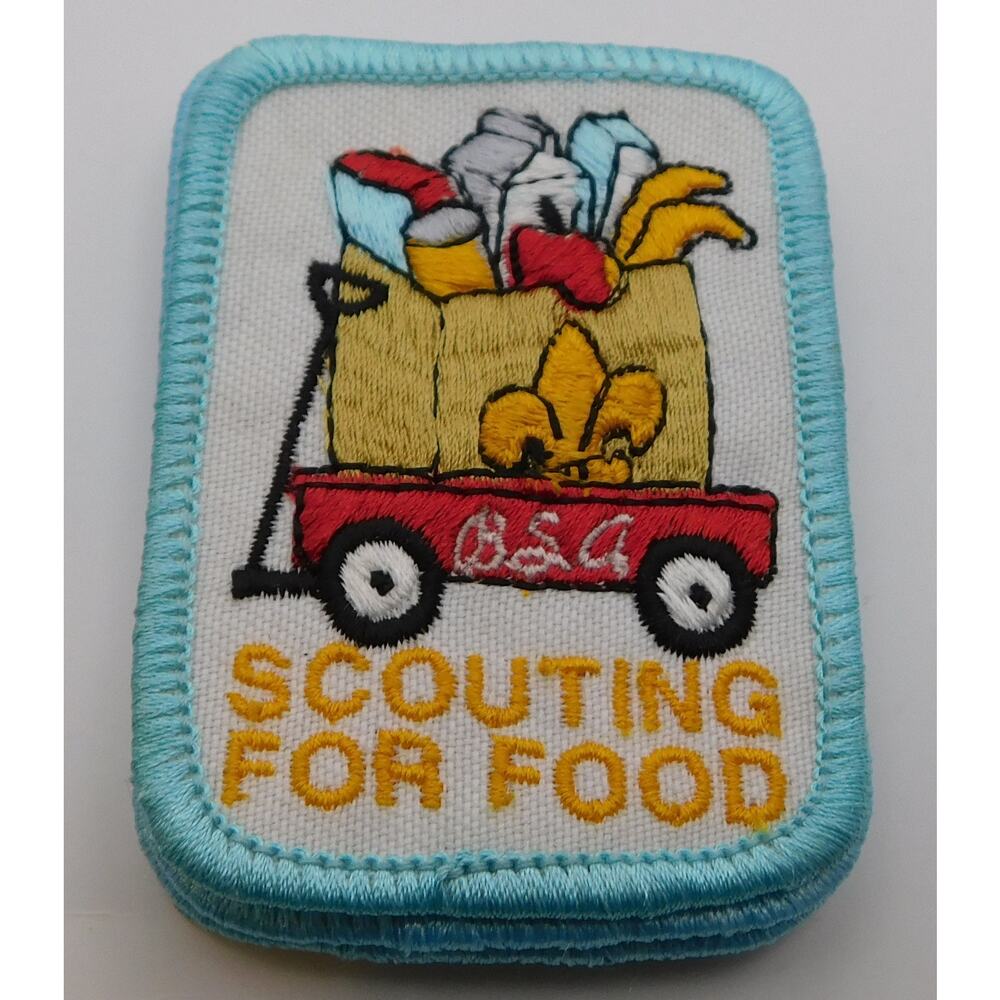 BSA Scouting For Food Patch Red Wagon Bag of Groceries Volunteer  Drive 2001 New